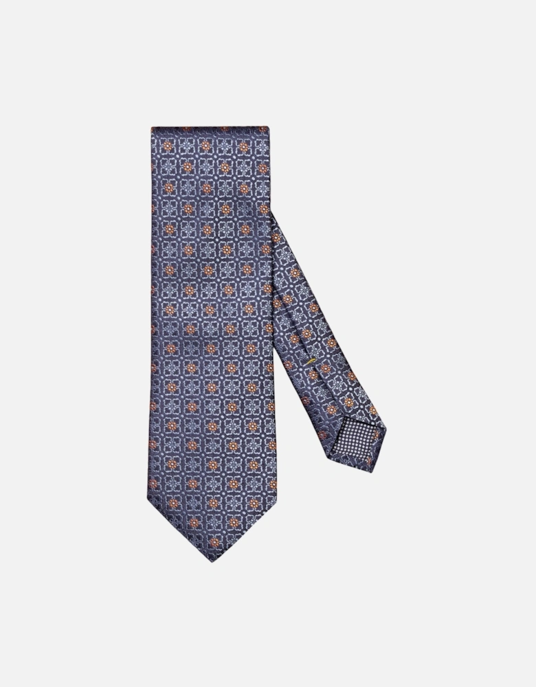 Micro Floral Print Silk Tie 29 Blue