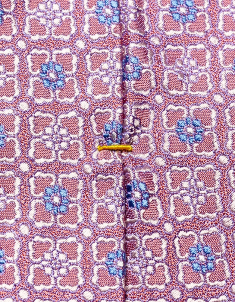 Micro Floral Print Silk Tie 75 Light Purple