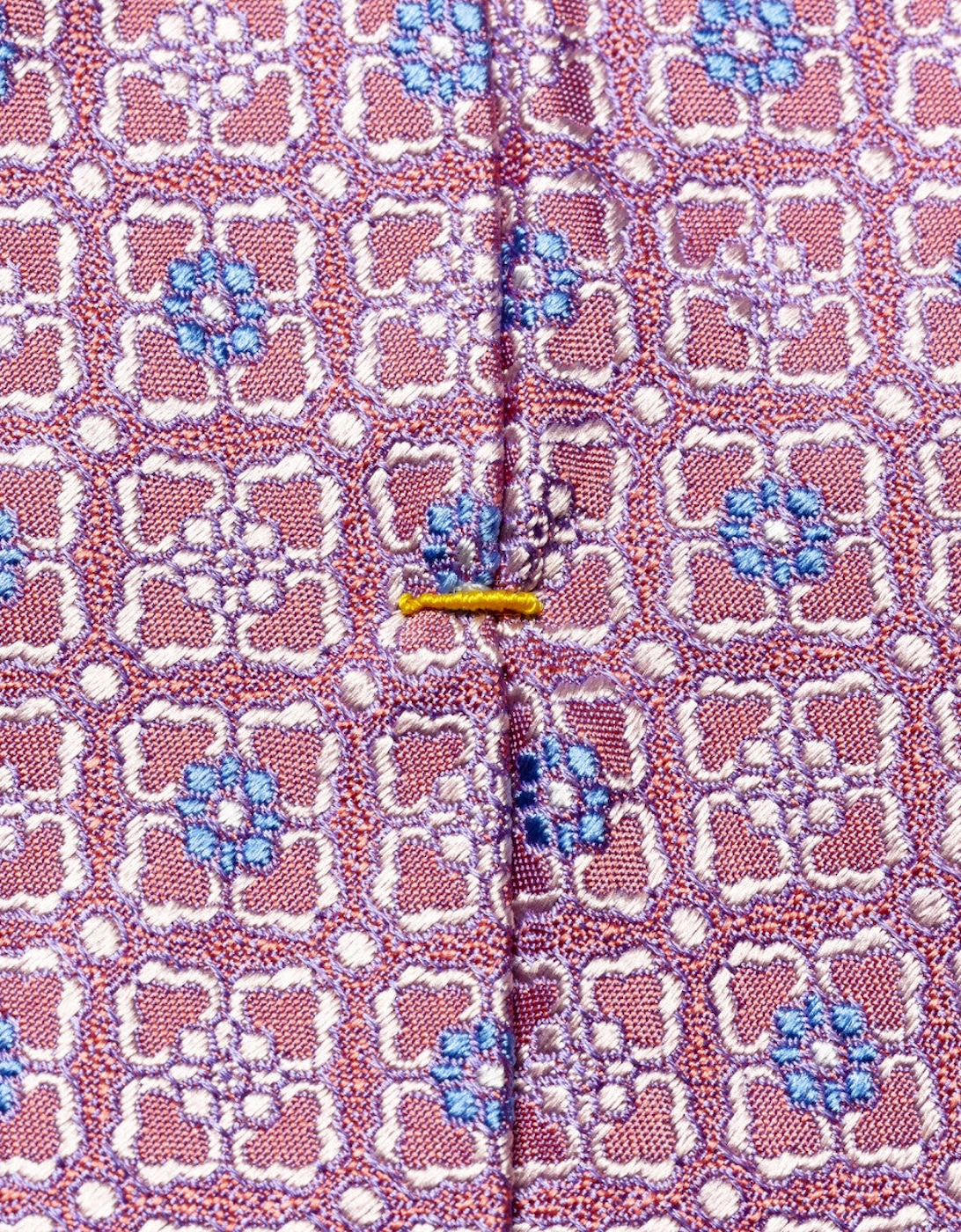 Micro Floral Print Silk Tie 75 Light Purple