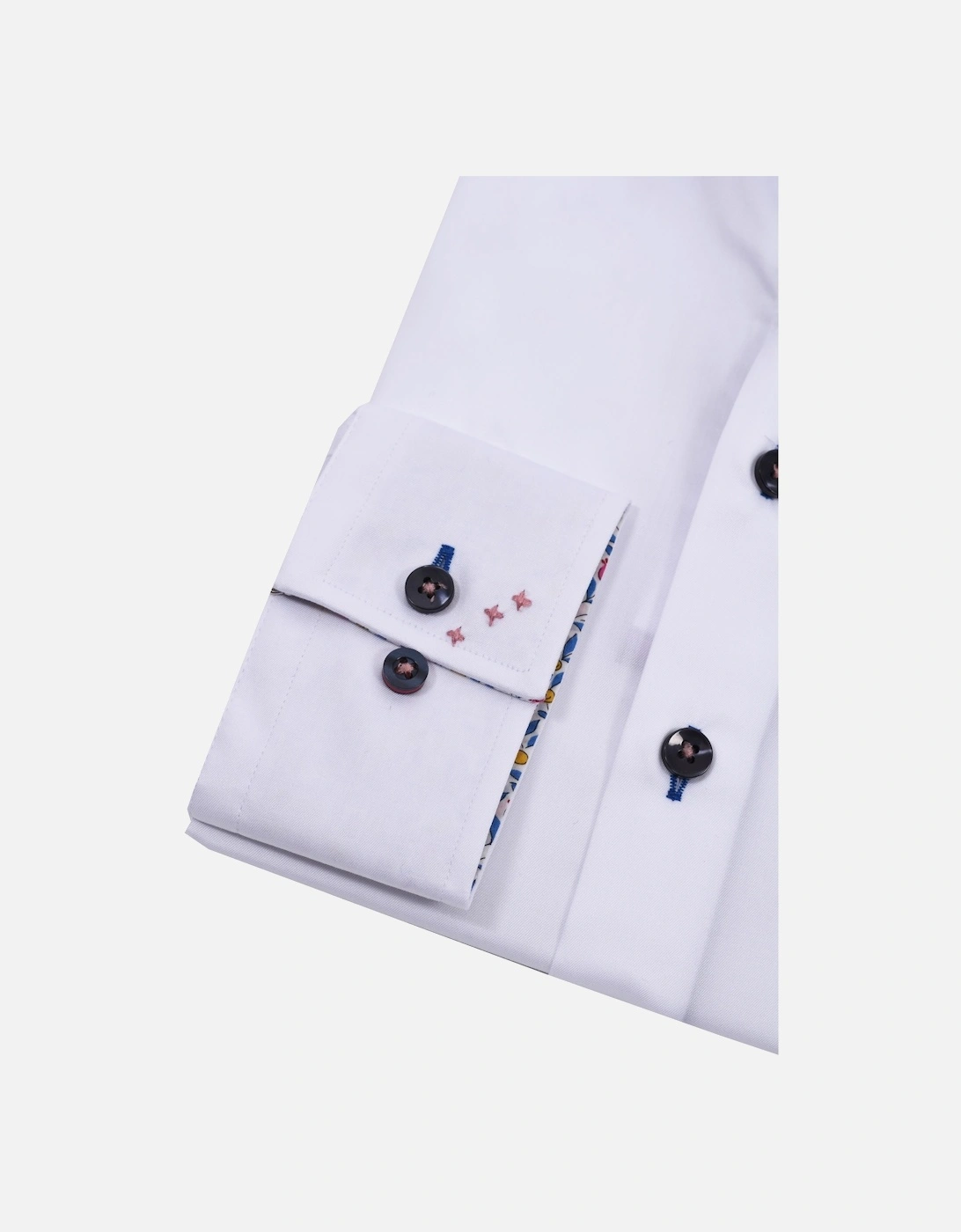 Cutaway Collar Shirt Trimmed With Micro Liberty Print White