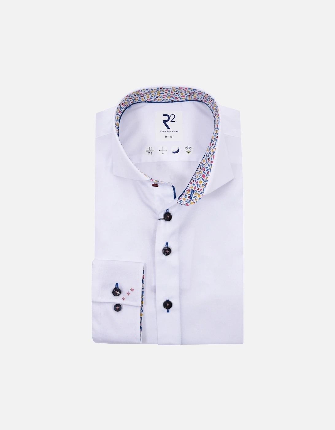 Cutaway Collar Shirt Trimmed With Micro Liberty Print White, 5 of 4