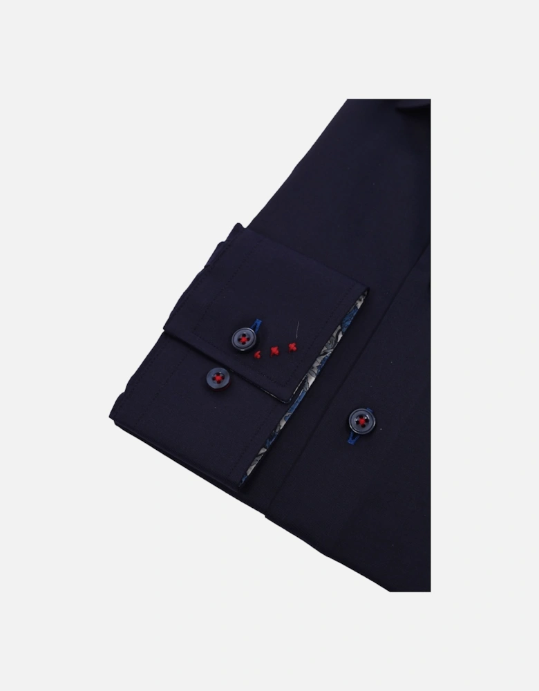 Cutaway Collar Shirt With Liberty Print Trim Navy