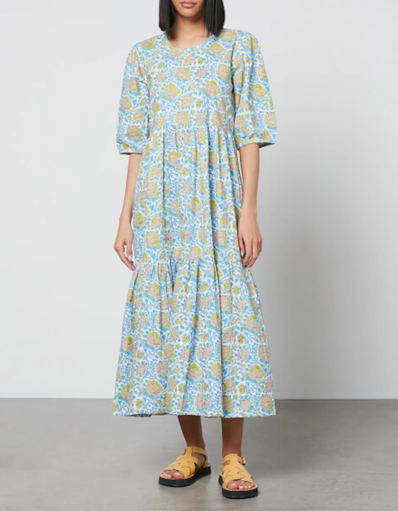 Gaia Floral-Print Cotton Midi Dress