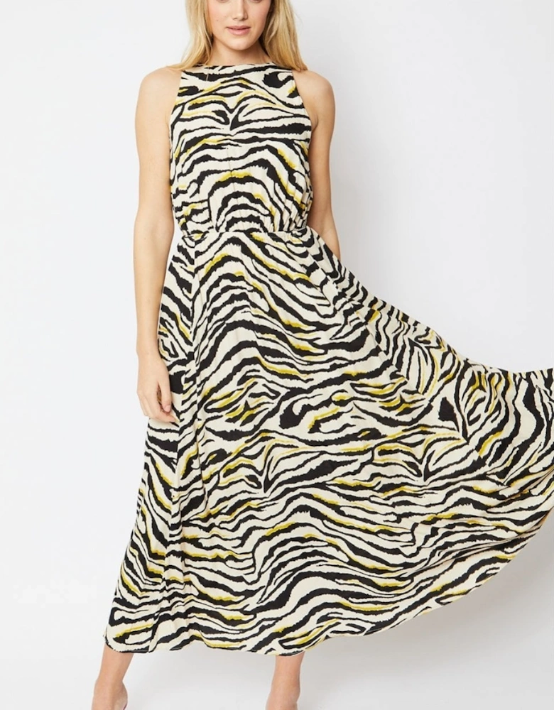 Zebra Print Sleeveless Maxi Dress