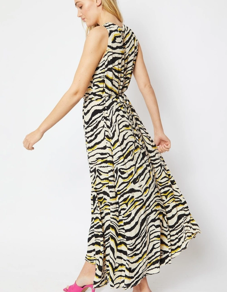 Zebra Print Sleeveless Maxi Dress