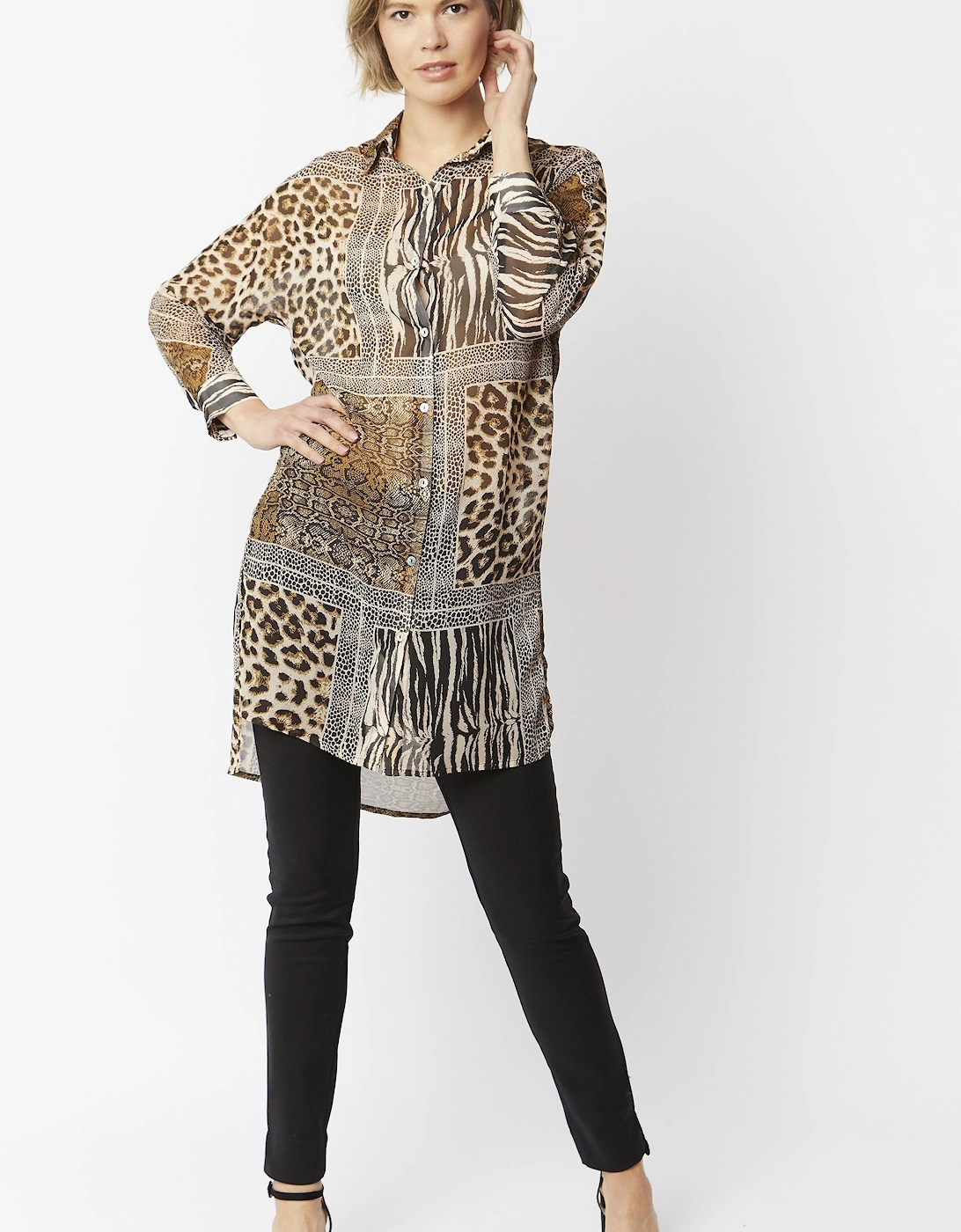 Animal Print Leopard Print Oversized Shirt Dress, 6 of 5