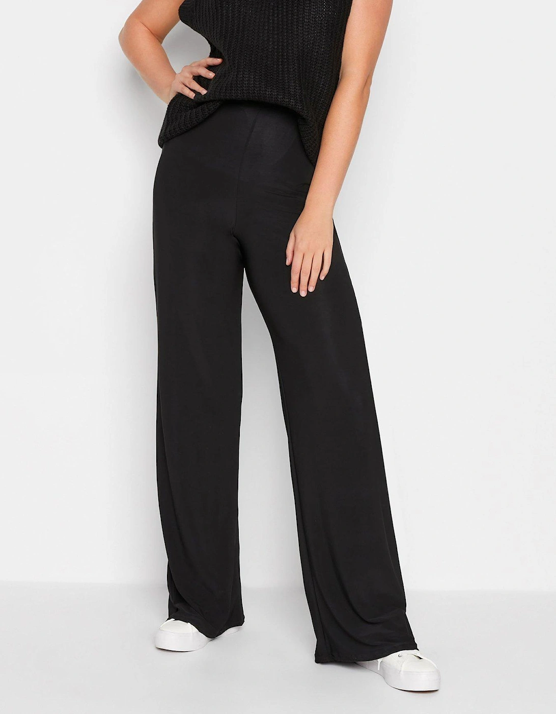 Wide Leg Palazzo Jersey Trouser 34in - Black, 2 of 1