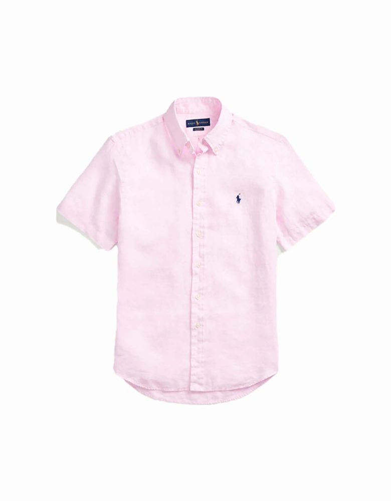 Slim Fit Linen Shirt Pink