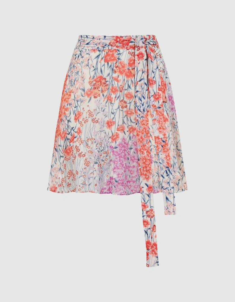 Floral Print High Rise Mini Skirt