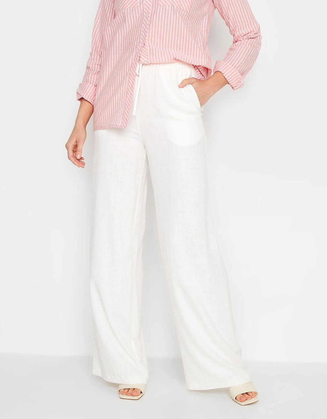 White Wide Leg Linen Trouser 36", 2 of 1