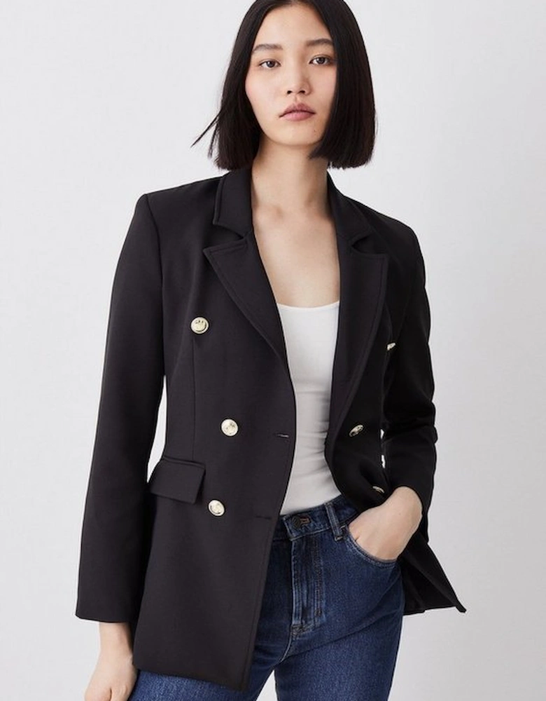 Stretch Cady Double Breasted Military Blazer