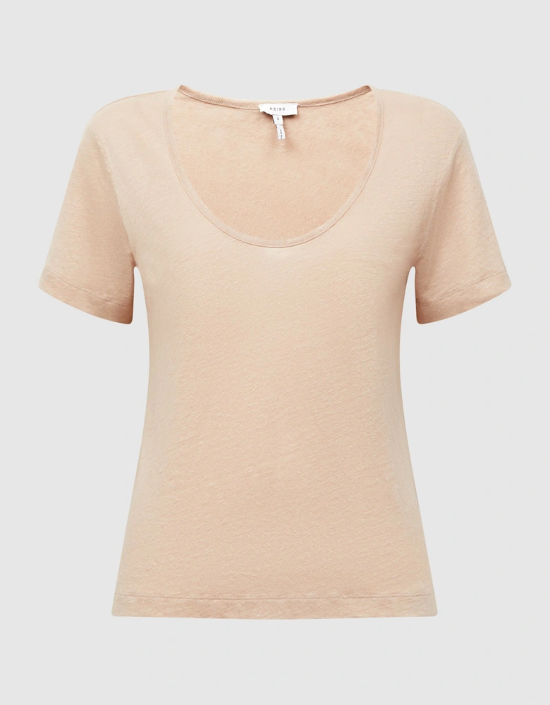 Linen Scoop Neck T-Shirt