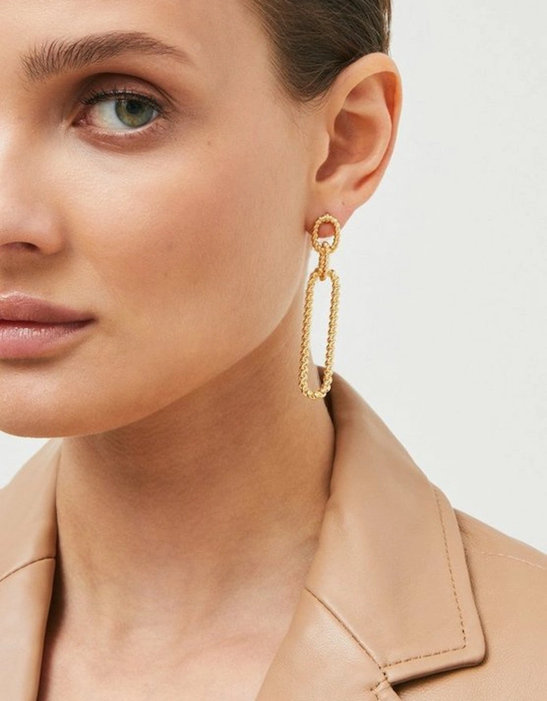 Gold Plated Twisted Drop Earrings