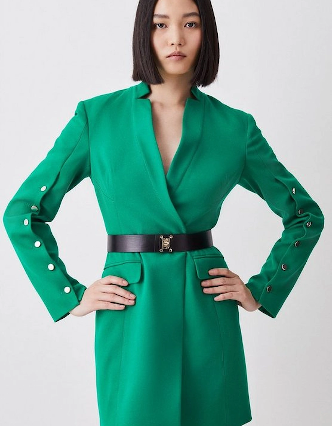 Structured Crepe Belted Blazer Mini Dress, 5 of 4