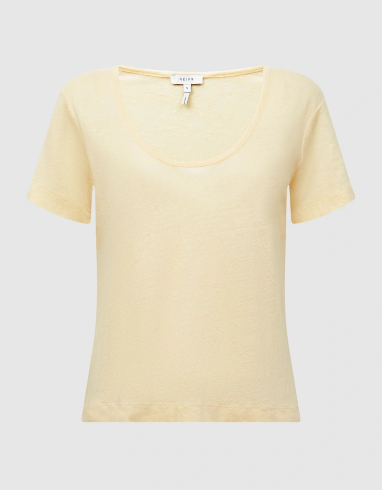 Linen Scoop Neck T-Shirt