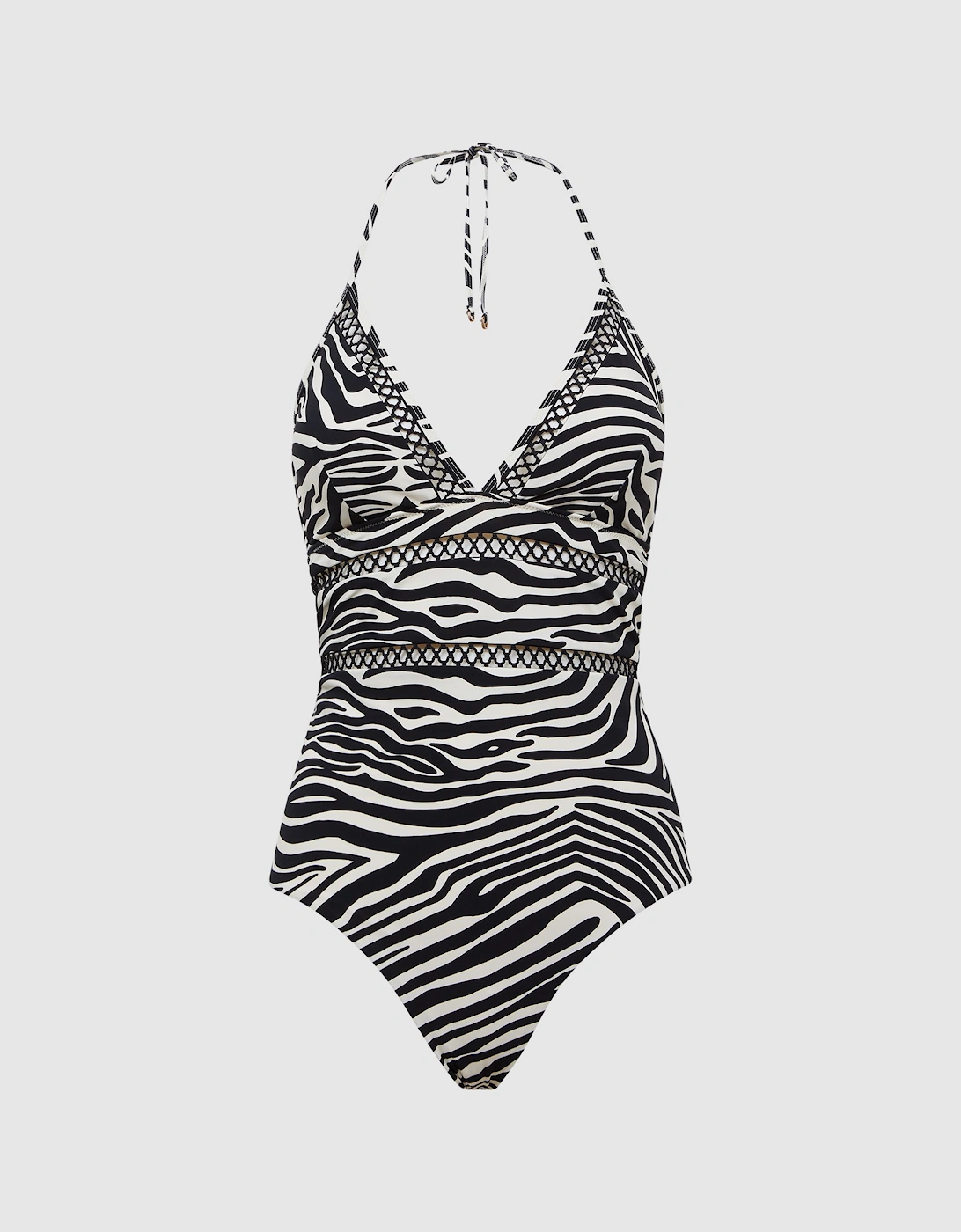 Halter Neck Zebra Print Swimsuit, 2 of 1