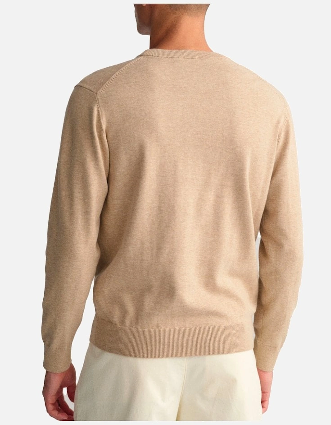 Mens Classic Cotton Crew Neck Sweater Sand Melange