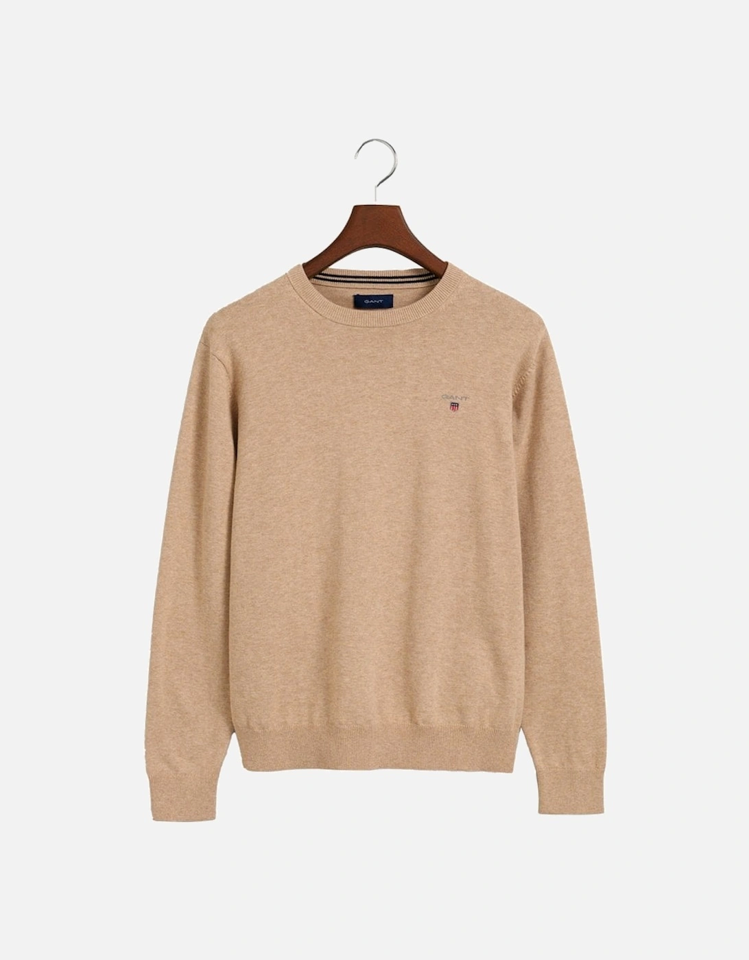 Mens Classic Cotton Crew Neck Sweater Sand Melange