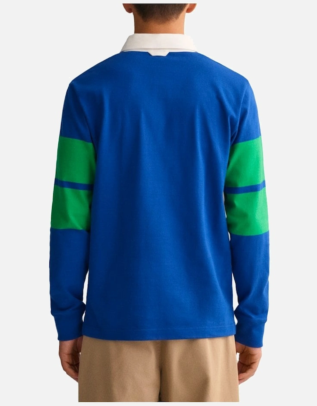 Cotton Blocked Stripe Ls Rugby Shirt College Blue