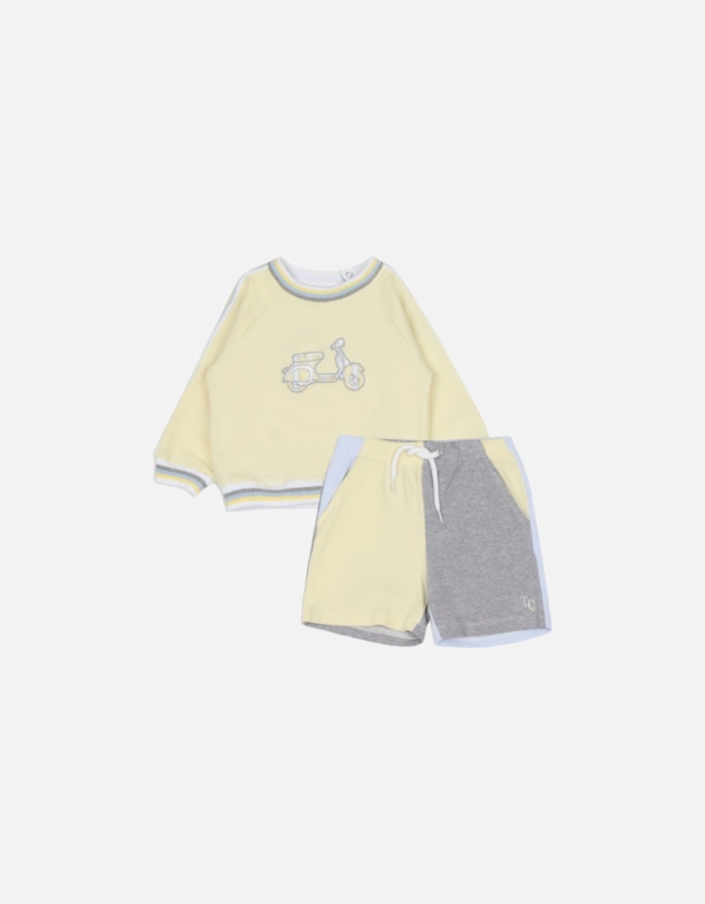 Yellow and Grey Jumper Short Set