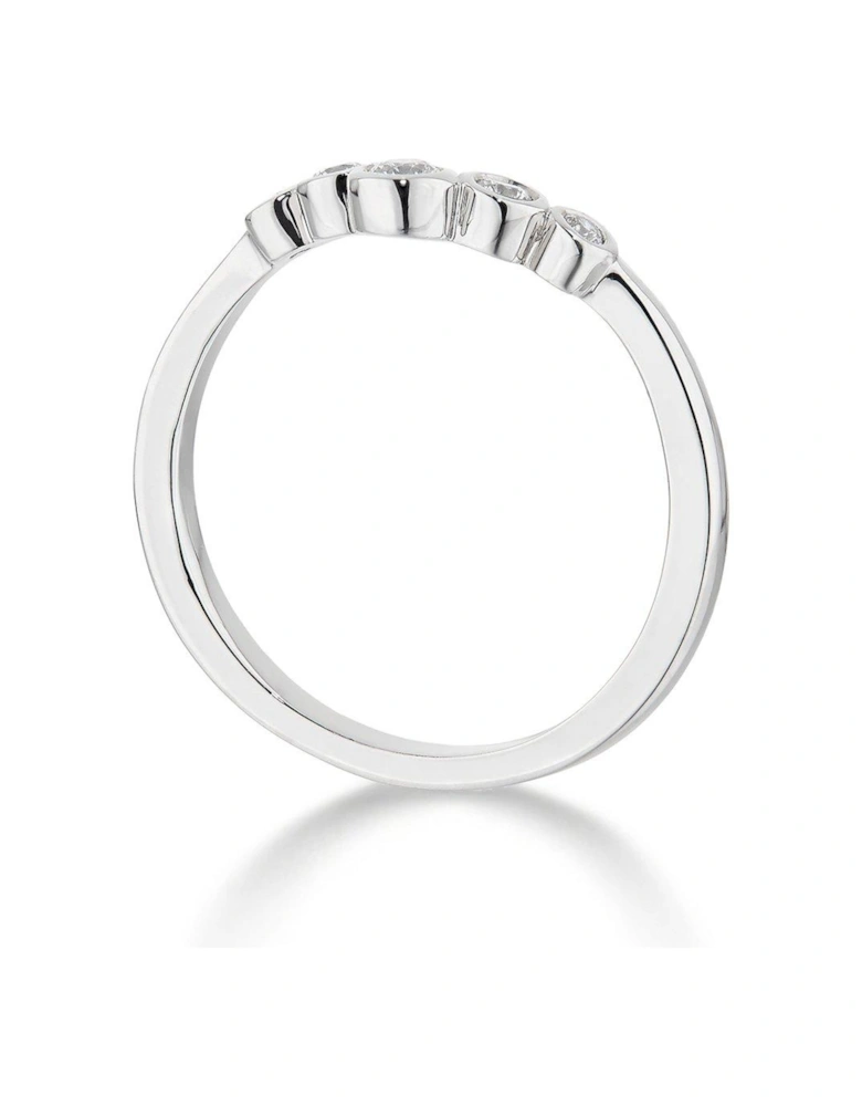 9ct White Gold 0.12ct Diamond 5 Stone V Shaped Ring