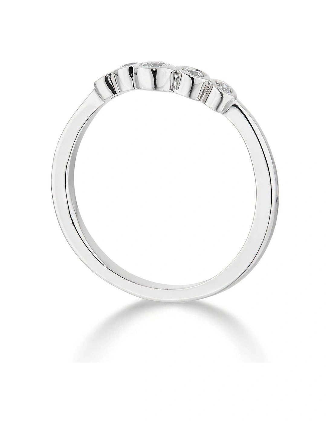 9ct White Gold 0.12ct Diamond 5 Stone V Shaped Ring