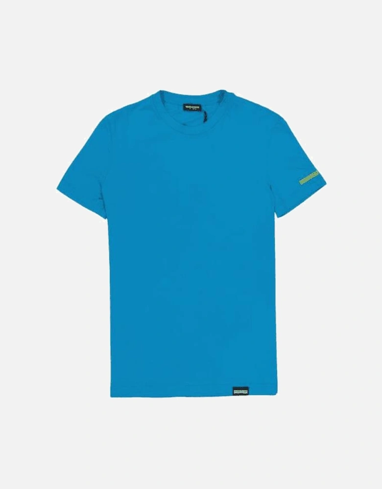 Cotton Print Logo Blue T-Shirt