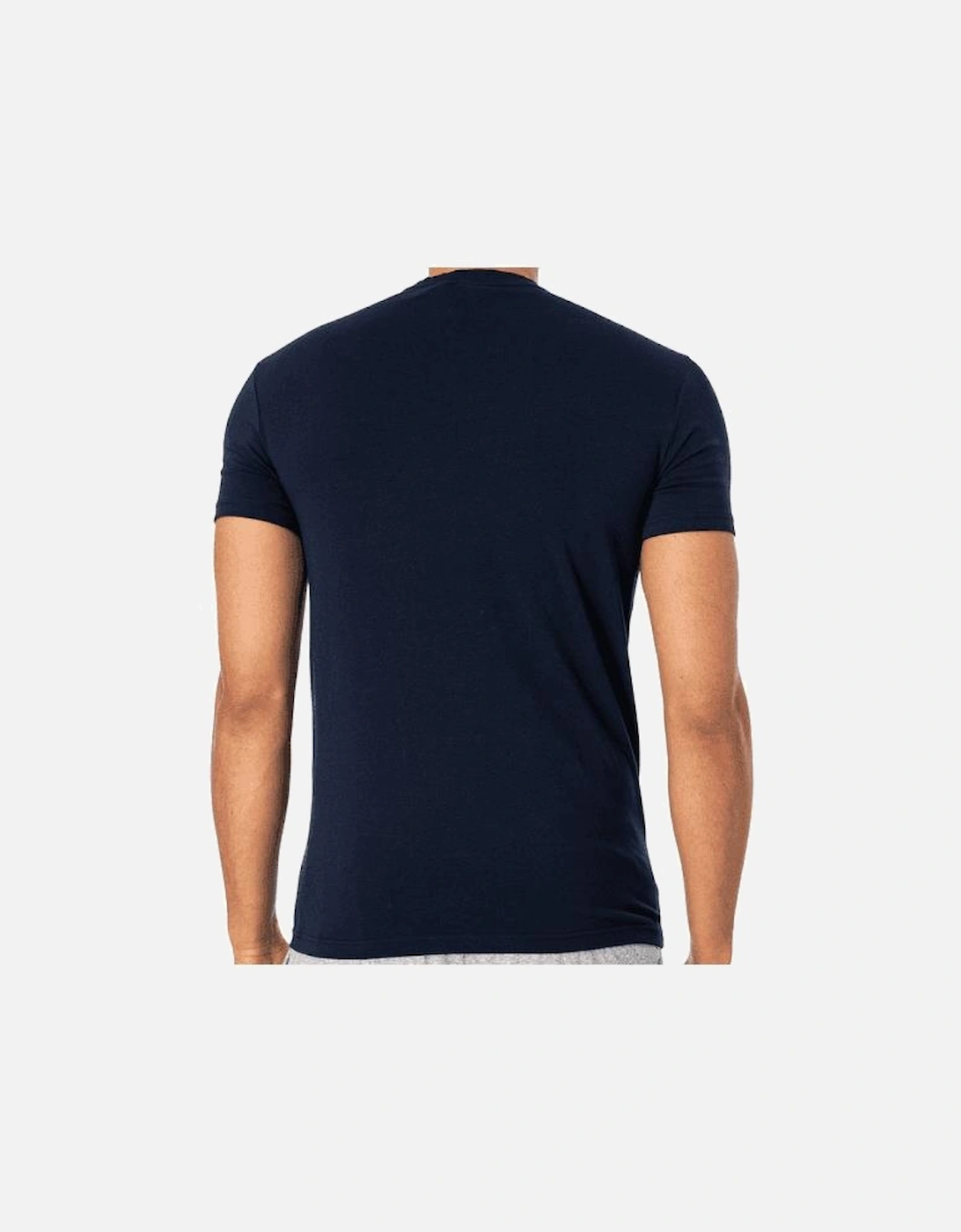 Cotton Print Logo Round Neck Navy T-Shirt