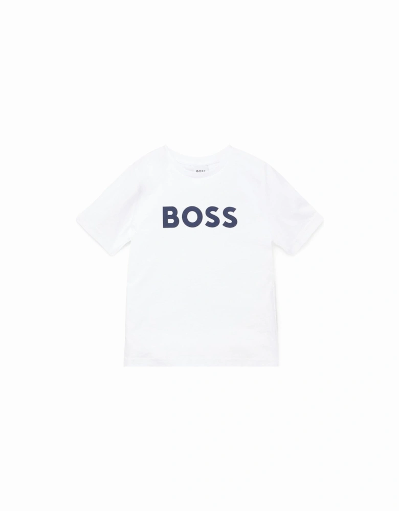 Boy's White Bold Logo T-shirt.