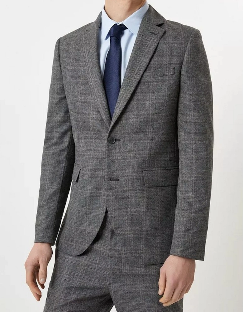Mens Highlight Checked Skinny Suit Jacket