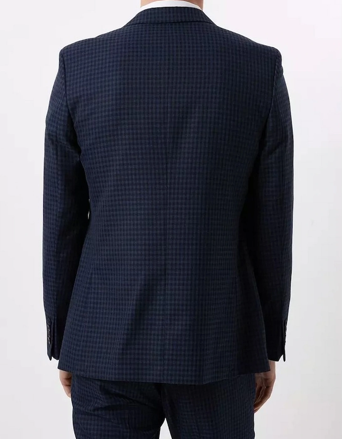 Mens Small Scale Check Slim Suit Jacket
