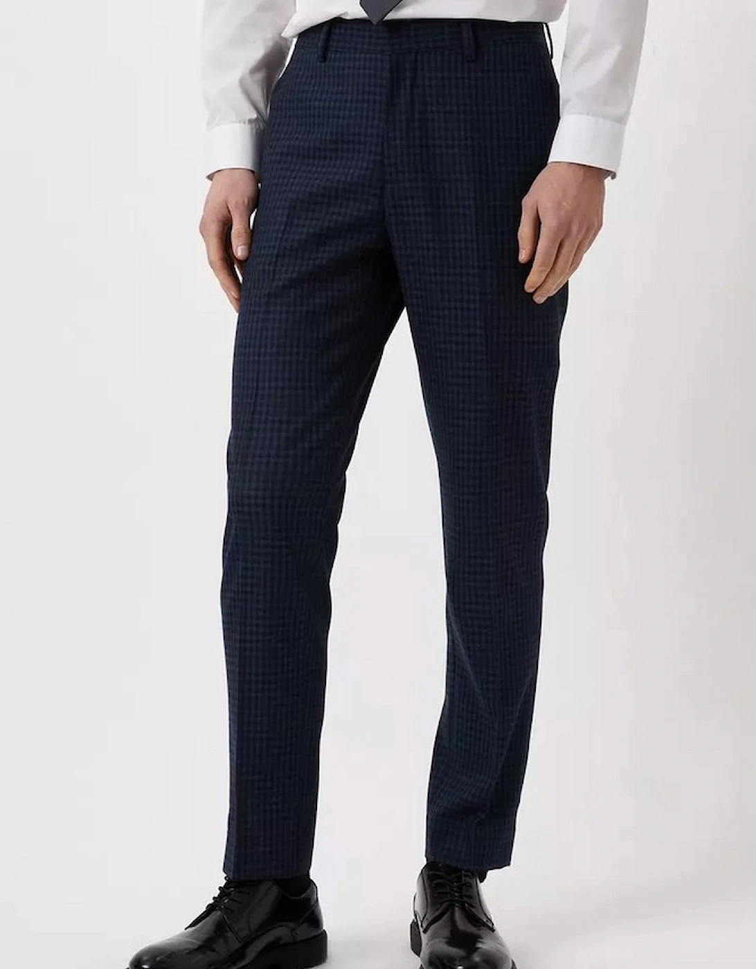 Mens Small Scale Check Slim Suit Trousers
