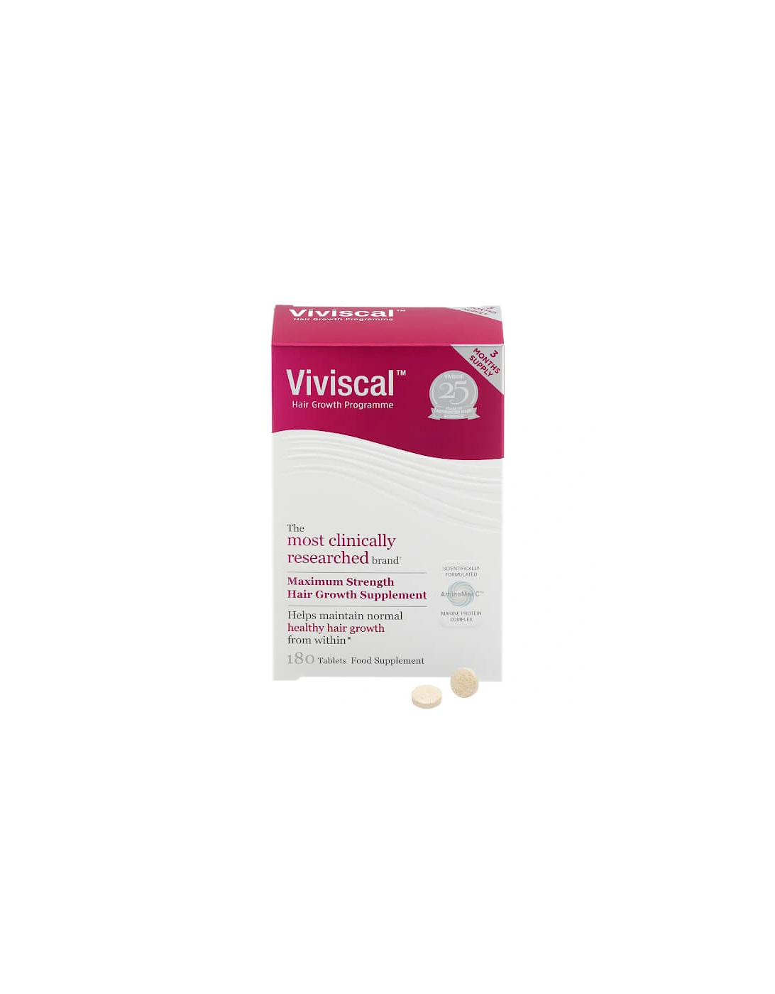 Biotin and Zinc Hair Supplement Tablets for Women - 180 Tablets (3 Month Supply) - Viviscal, 2 of 1