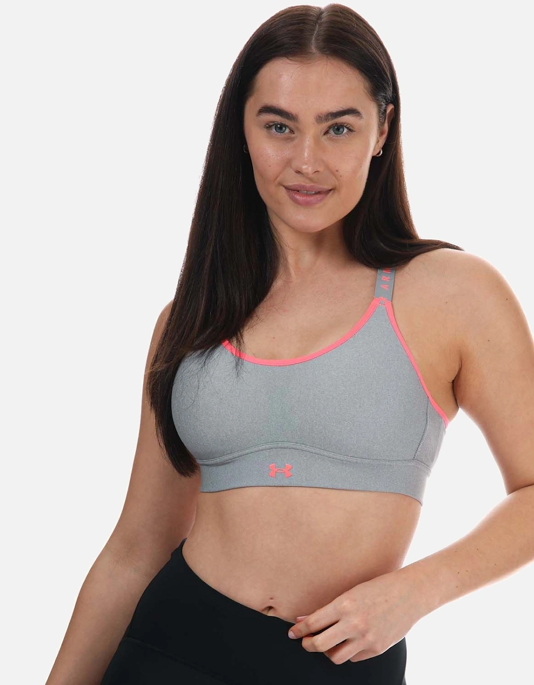 Womens UA Infinity Mid Heather Cover Sports Bra, 5 of 4