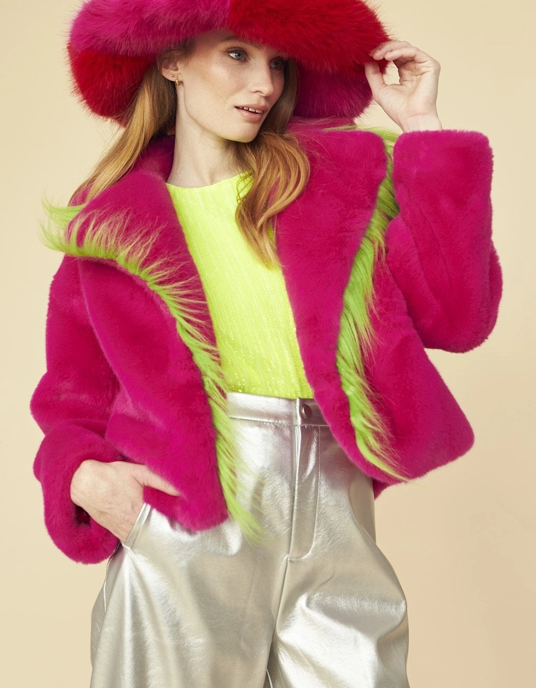 Cropped Knitted Faux Fur Jacket, 6 of 5
