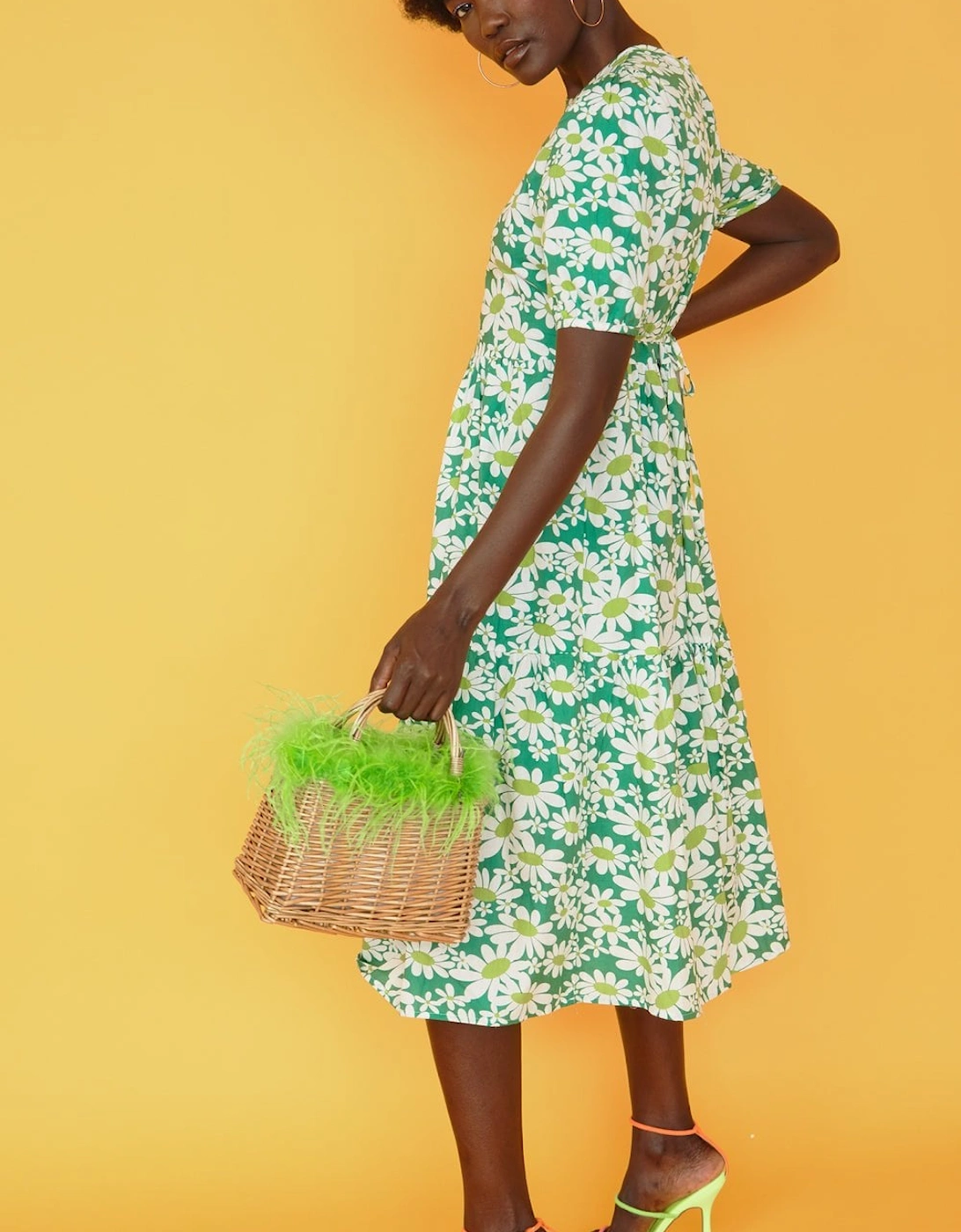 Green Hand Made Salines Straw Bag with Ostrich Feather, 2 of 1