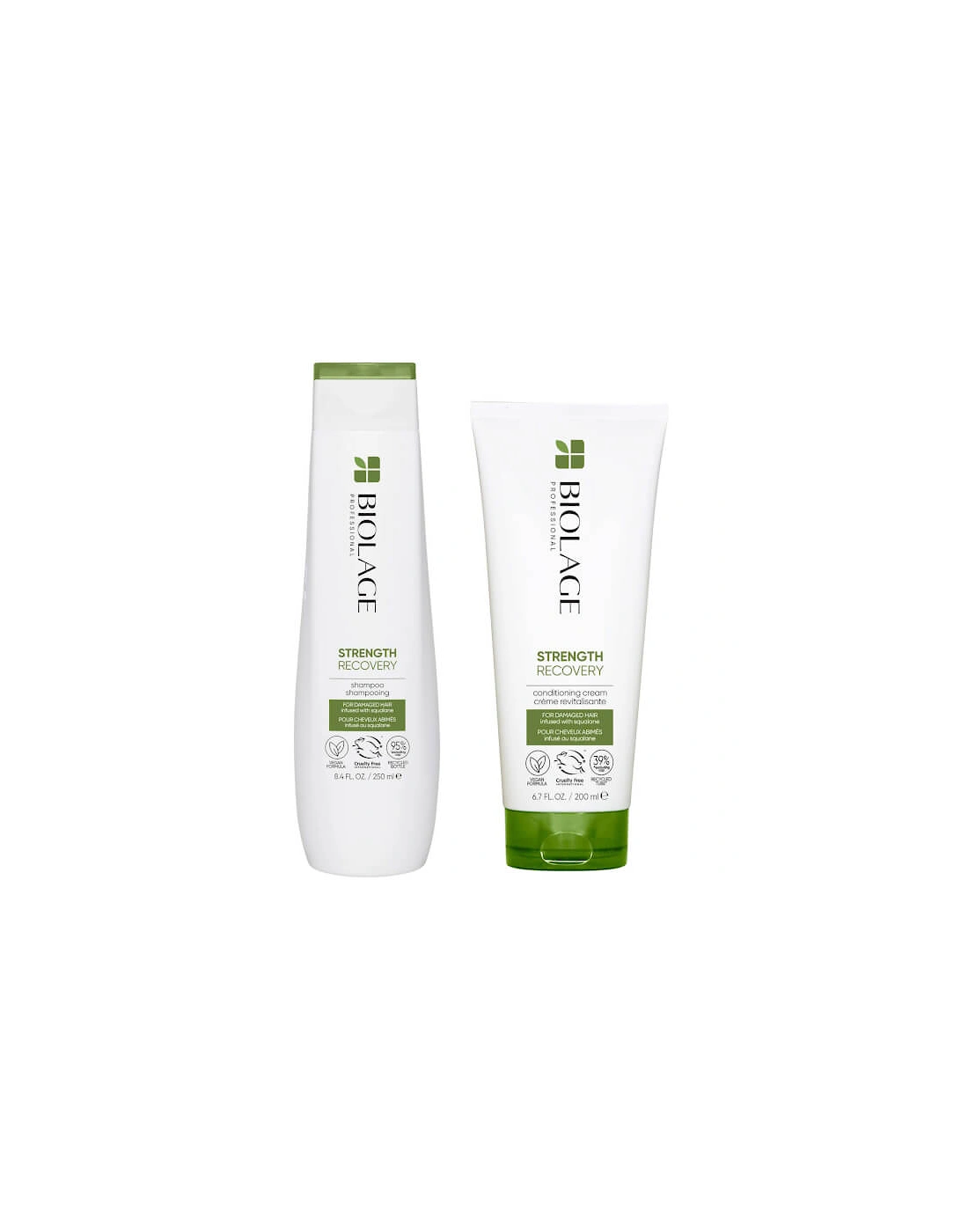 Professional Strength Recovery Vegan Cleansing Shampoo and Conditioner Duo for Damaged Hair, 2 of 1