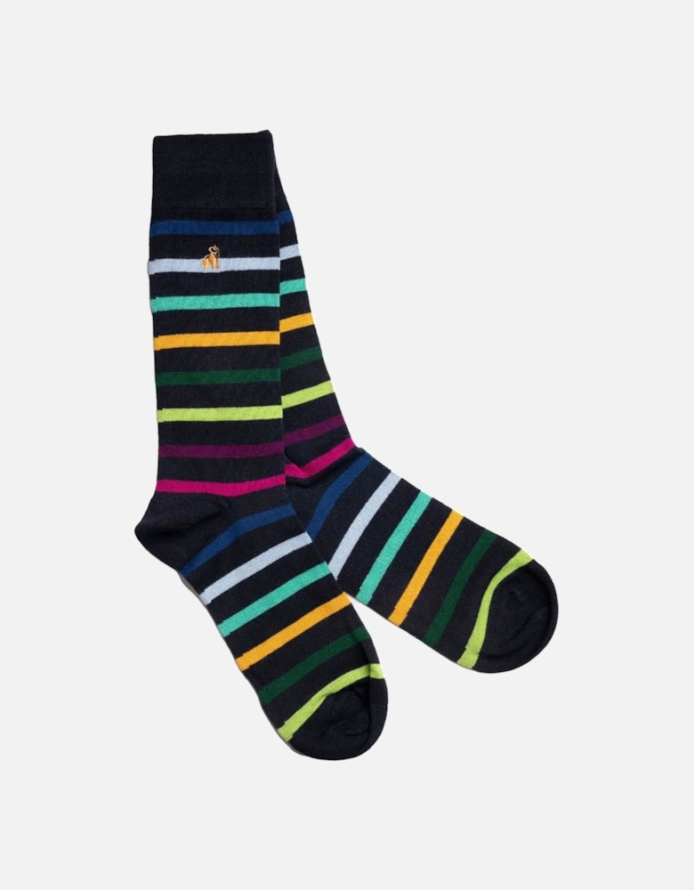 Bamboo Socks Navy Small Stripe