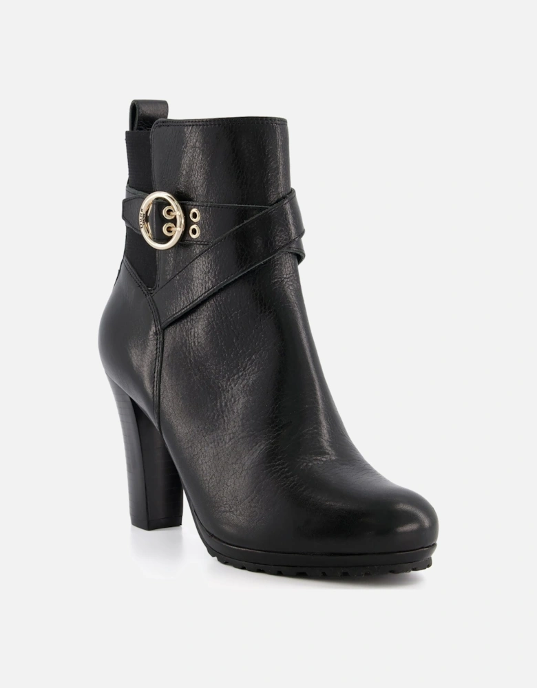 Ladies Oreana - Buckle-Detail Leather Heeled Ankle Boots