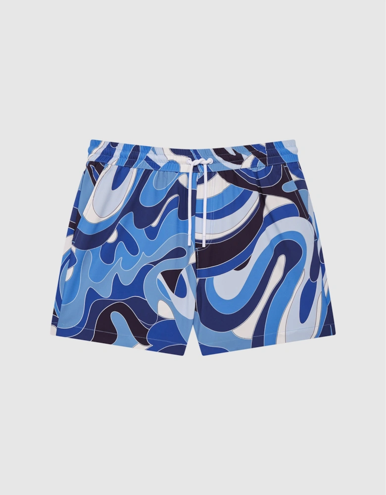 Abstract Print Drawstring Swim Shorts