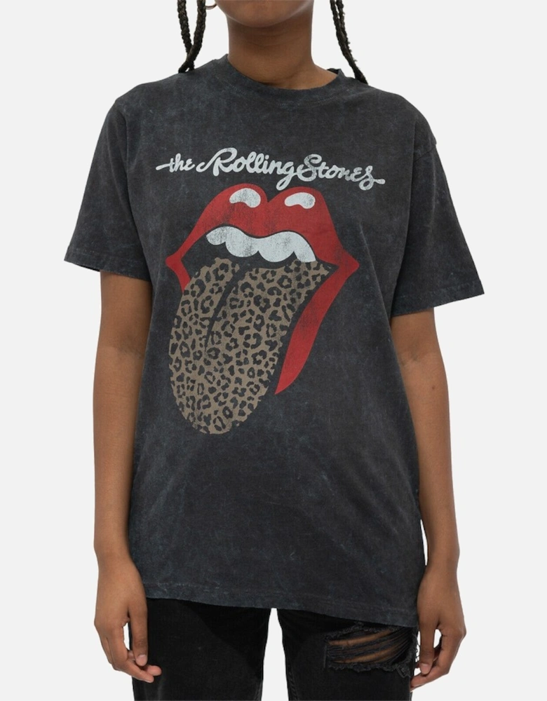 Unisex Adult Leopard Tongue Acid Wash T-Shirt
