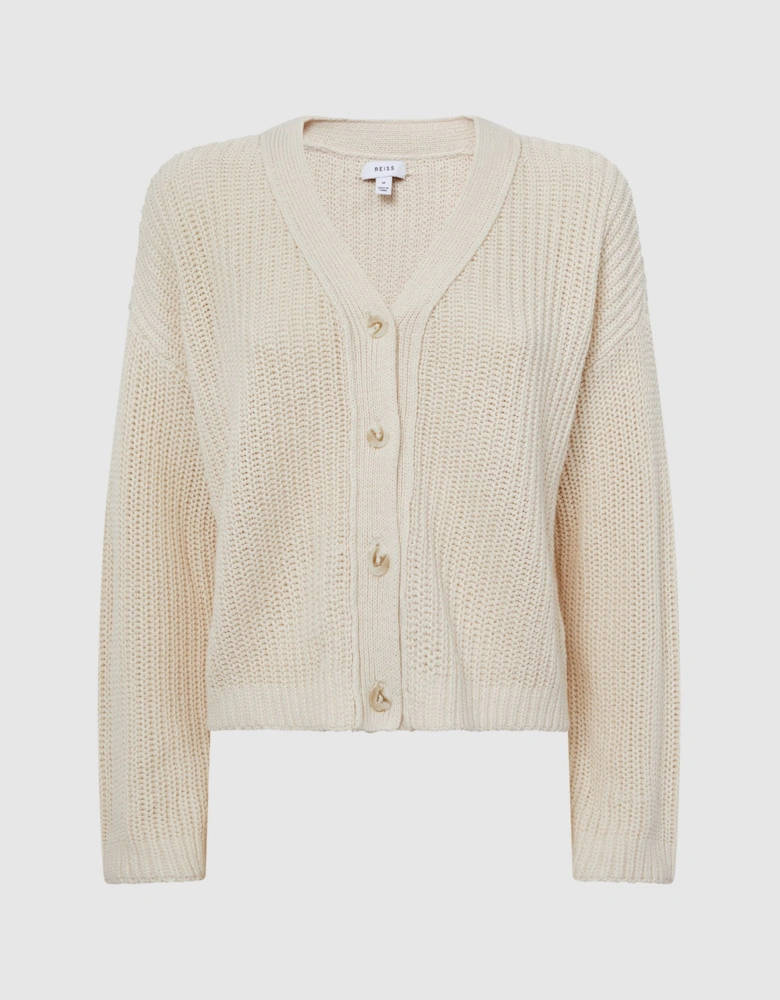 Cotton-Linen Blend Knit Cardigan