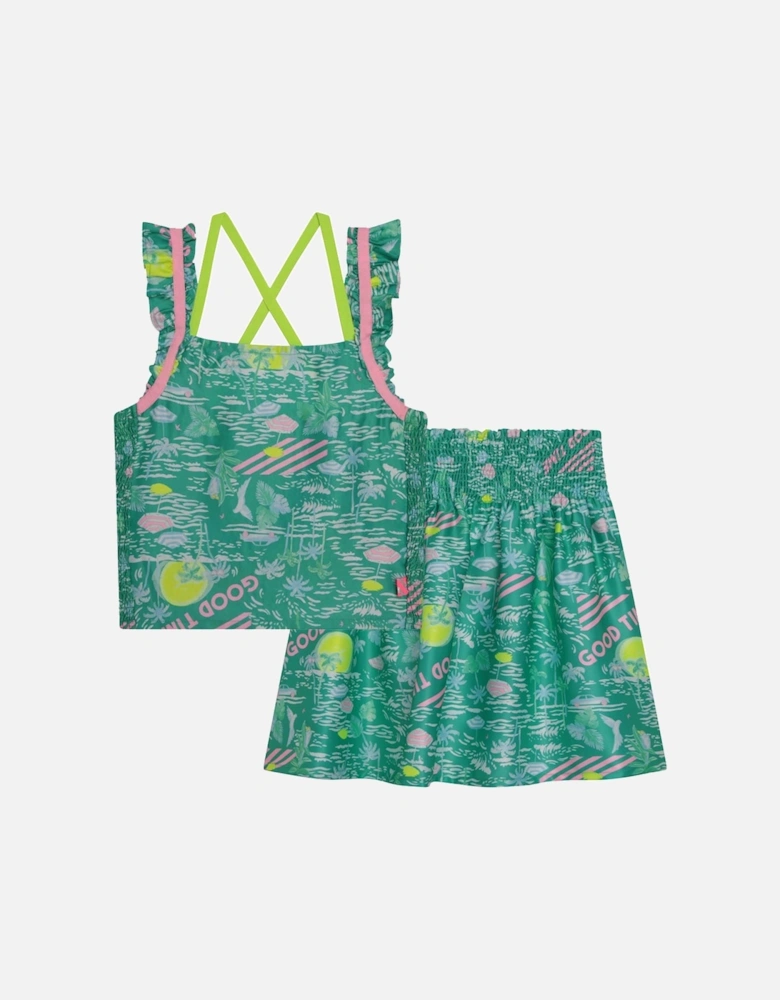Billieblush Girls Green Blouse & Skirt Set