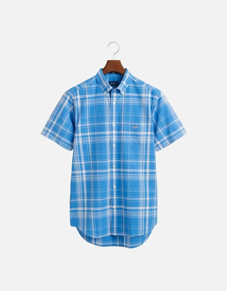 Mens Regular Cotton Check Shirt Day Blue