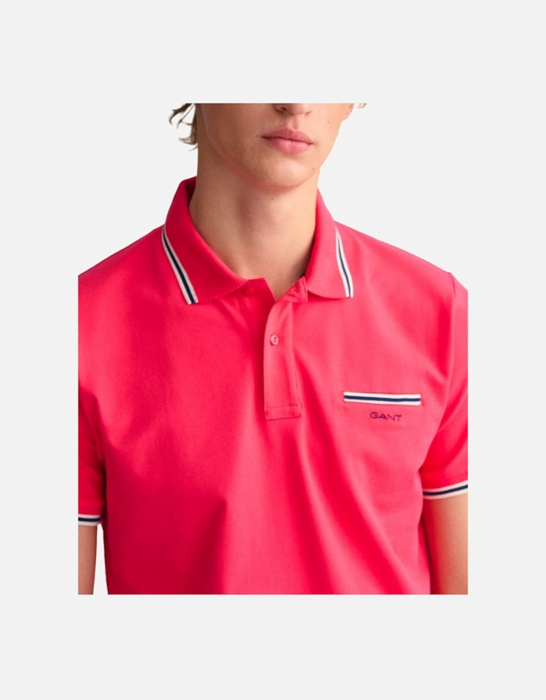 Tipping Collar Polo Shirt Magenta Pink