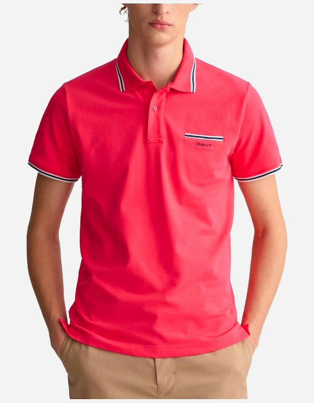 Tipping Collar Polo Shirt Magenta Pink, 4 of 3