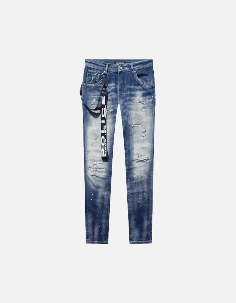 LAT 881 Slim Fit Blue Ripped Wash Jeans
