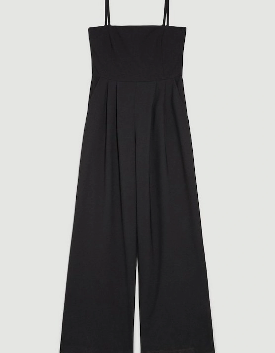 Wool Blend Bandeau Wide Leg Jumpsuit