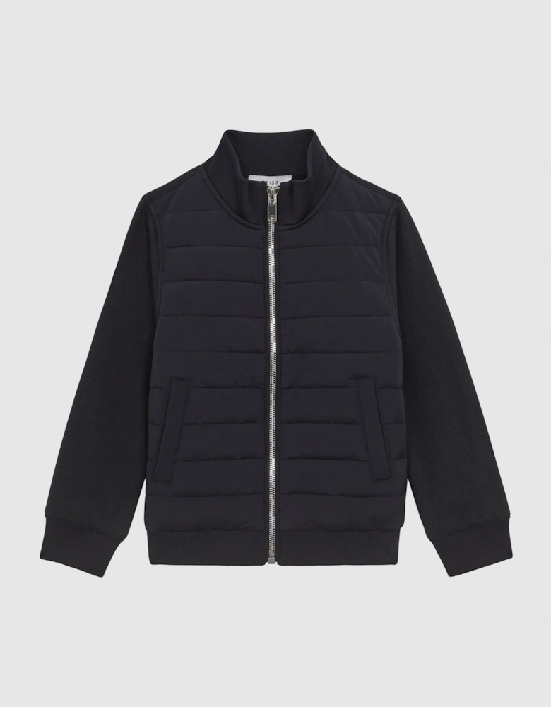 Funnel Neck Quilted Hybrid Jacket