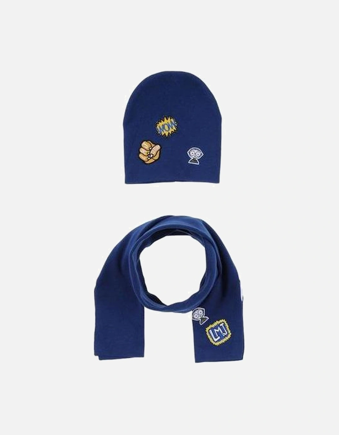 Navy Patch Knit Hat and Scarf Set, 2 of 1